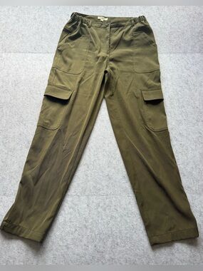 Max Studio London Olive Green Cargo Pants Women’s Small Stretch Utility New